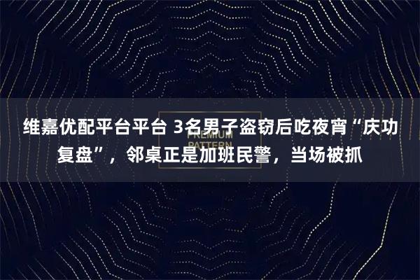 维嘉优配平台平台 3名男子盗窃后吃夜宵“庆功复盘”，邻桌正是加班民警，当场被抓